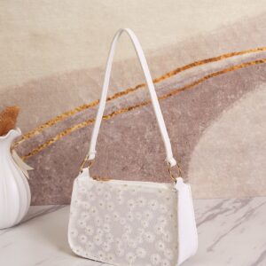 Clear Flower Embroidery Square Bag
