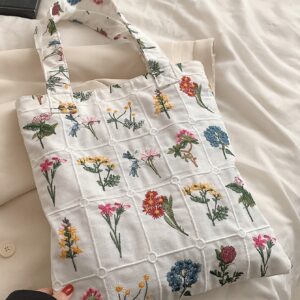 Flower Embroidered Shoulder Bag
